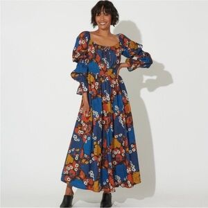 Cleobella Lisbeth Maxi Dress - Blue, Orange, and White